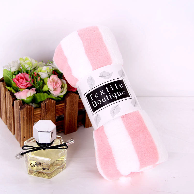 Coral Fleece Towel Thickened Absorbent Striped Edge Towel