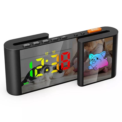 Creative S-shaped Dual-Screen RGB Colorful Alarm Clock, Adorable Cartoon Night Light Electronic Clock