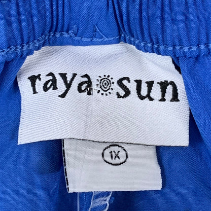 RAYA SUN Stretch Swim Style Shorts W/ Flower Design Women's 1X Blue/Gray