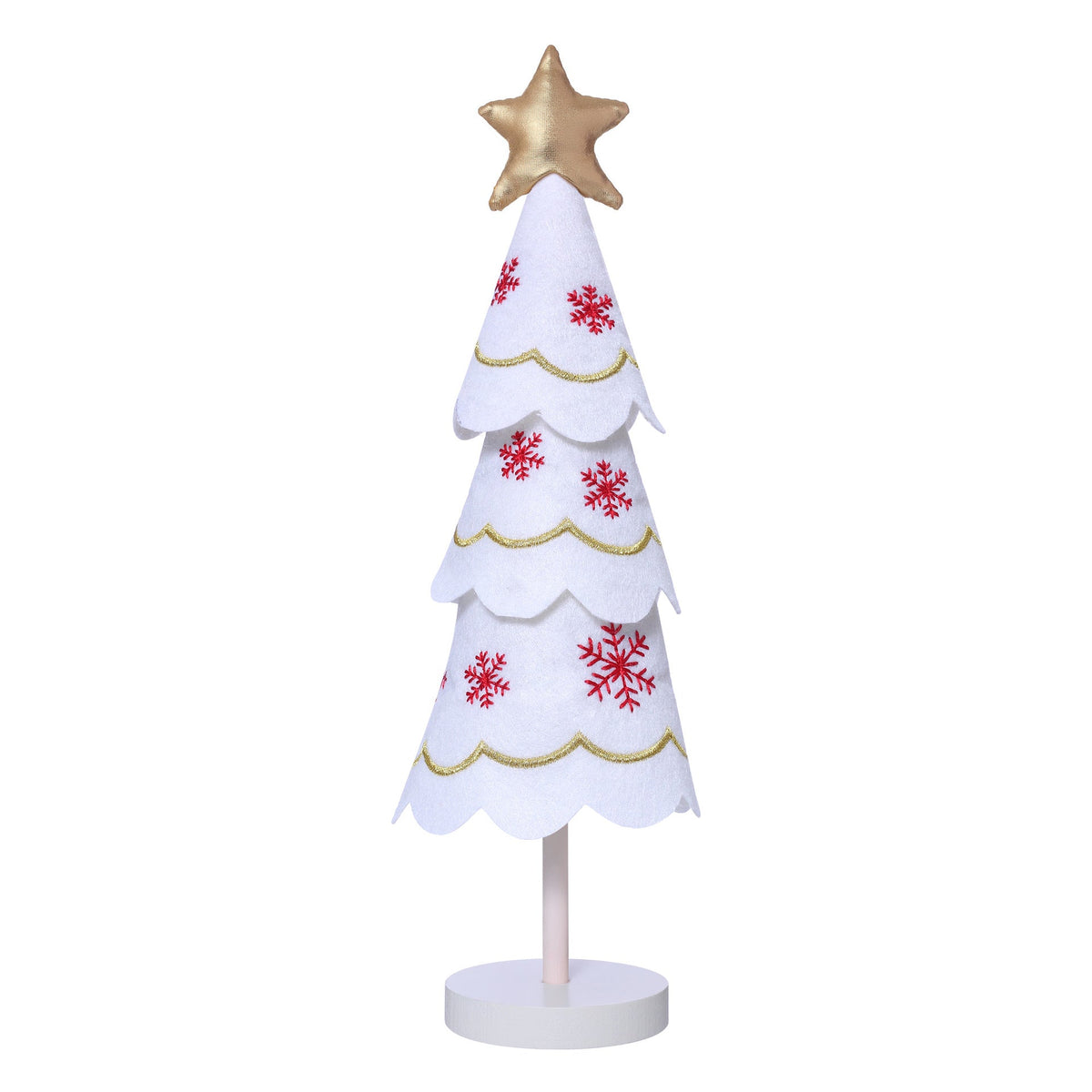 Cute Christmas Tree Fabric Wooden Display Window Desktop Christmas Embroidery Snowflake Decoration