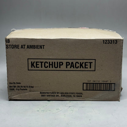 ZA@ KETCHUP (1500 Count) Packet 29.76 Lbs 123313 BB 11/25 (New Other, Distressed Box)