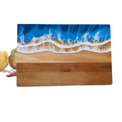 Wood and Resin Cutting Board Ocean Epoxy Resin Serving Cheese Board