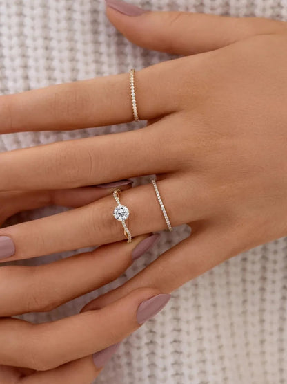 925 Sterling Silver Inlaid Zircon Ring