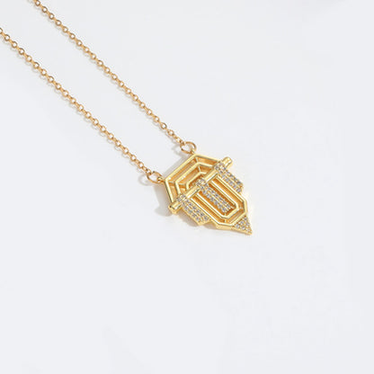 Roman retro flag design pendant necklace for women's collarbone chain