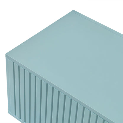Modern Shoe Storage Bench with Hidden Storage and Upholstered Cushions for Bedside, Living Room and Entryway (Tiffany Blue)