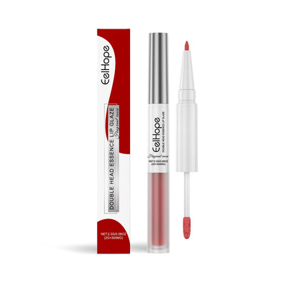 Double Head Essence Lip Line Lip Glaze Pen 2-In-1 Lip Line Lip Glaze Mirror Gloss Lipstick Lip Gloss