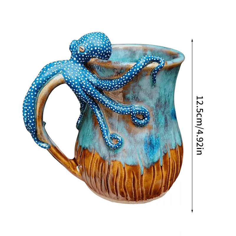 Handmade Deep Blue Octopus Mug. For Hot & Cold Drinks