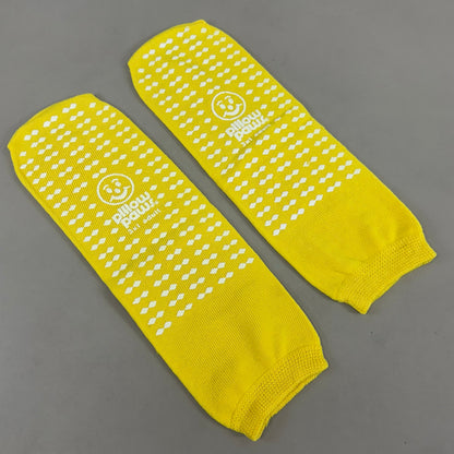 PILLOW PAWS (4 PACK) Unisex Non-Skid Slipper Socks  Adult 3XL Yellow