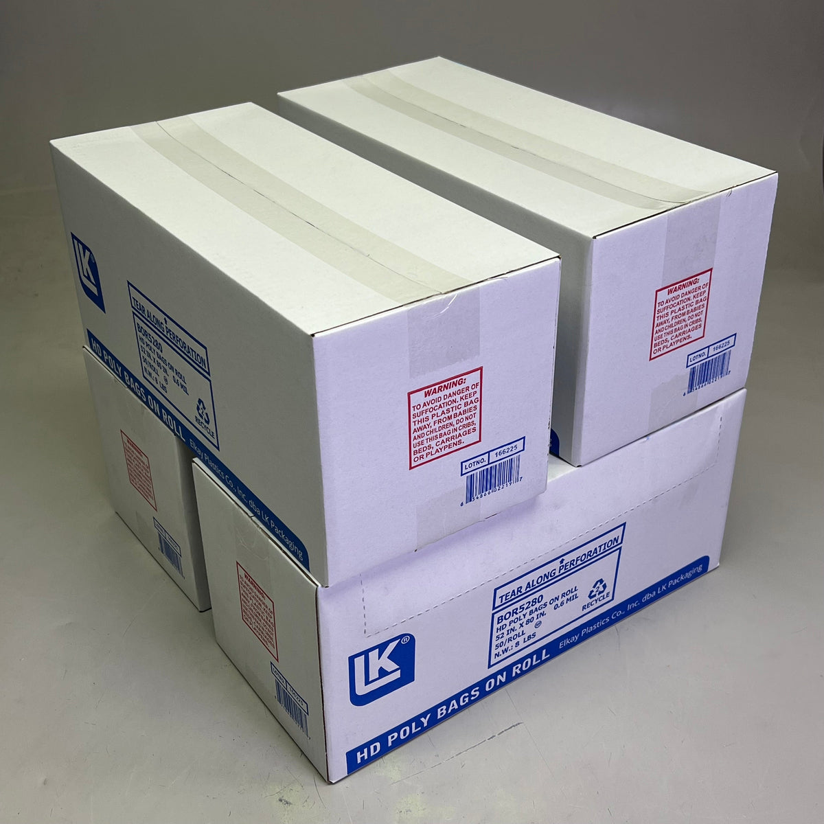 ELKAY PLASTICS (4 PACK, 50 BAGS PER ROLL) HD Poly Bags On Roll 52in. x 80in. B0R5280