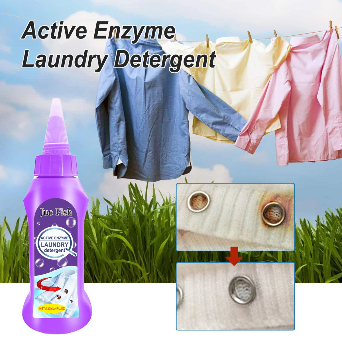 Active Enzyme Laundry Cleaner, Deep Cleansing Clothing Removes Stubborn Stains Gently And Does Not Irritate
