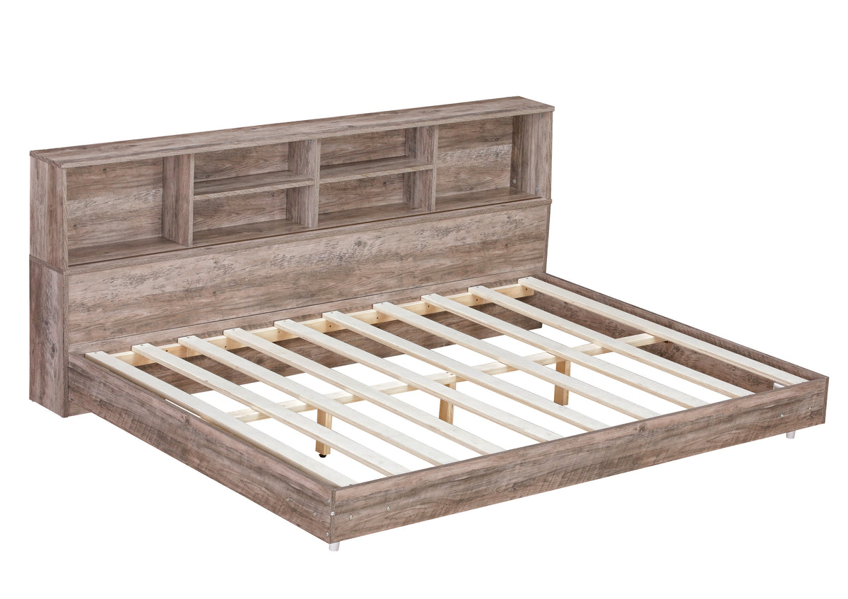 Full Size Daybed Frame with Storage Bookcases Wood Light Oak