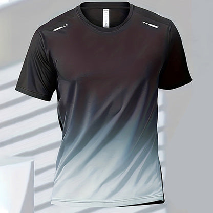 Trendy Sportswear With A Gradient Print And Short Sleeves For Men