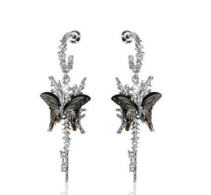 Butterfly Tassel Earrings With 925 Silver Hooks
