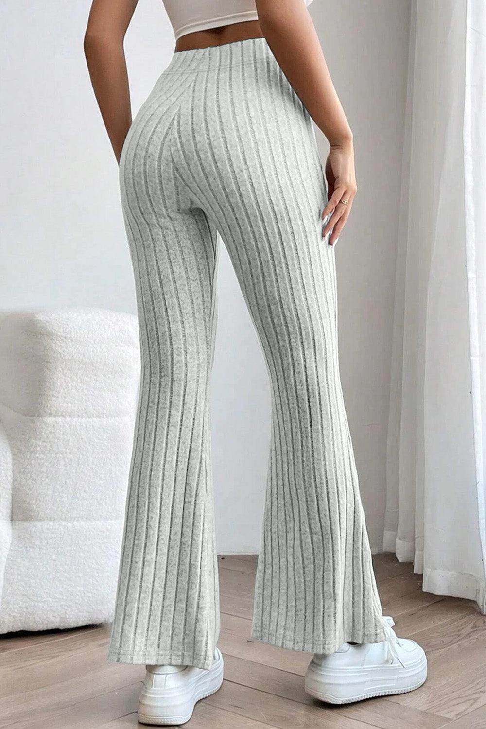 Basic Bae Full Size Ribbed High Waist Flare Pants for Women