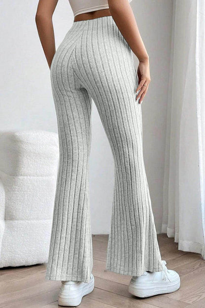 Basic Bae Full Size Ribbed High Waist Flare Pants for Women