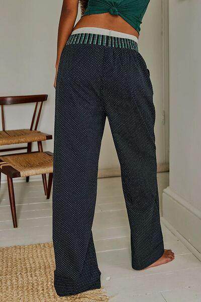 Polka Dot Elastic Waist Wide Leg Pants for Stylish Comfort