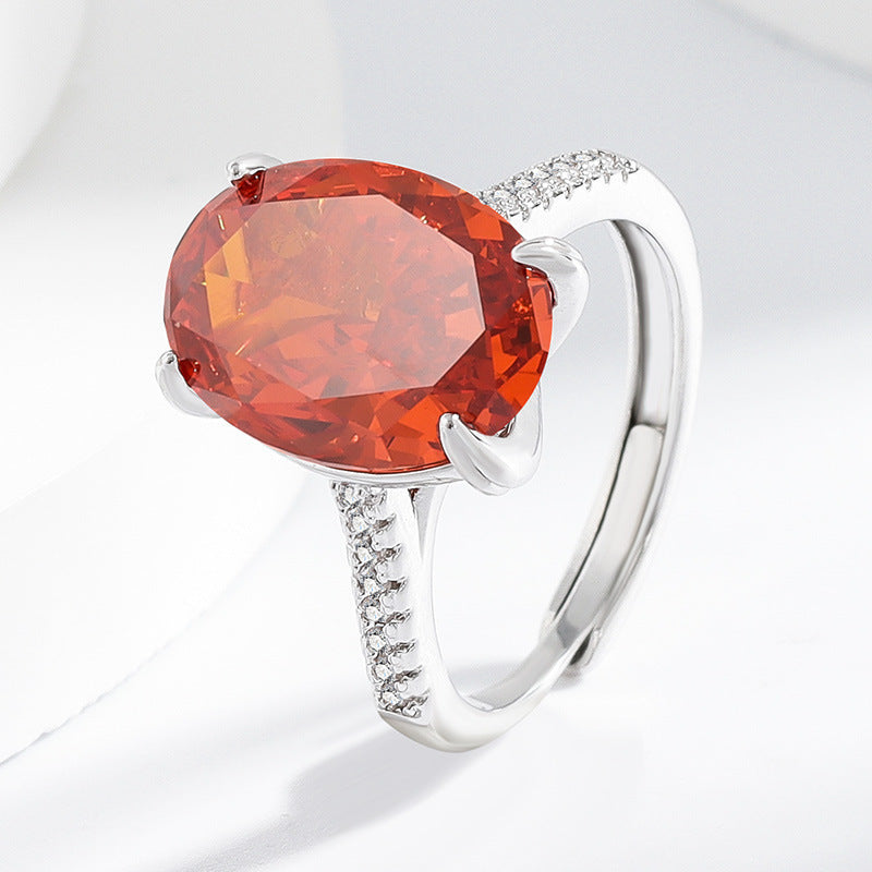 Female Versatile Casual Papalacha High Carbon Diamond Ice Flower Ring
