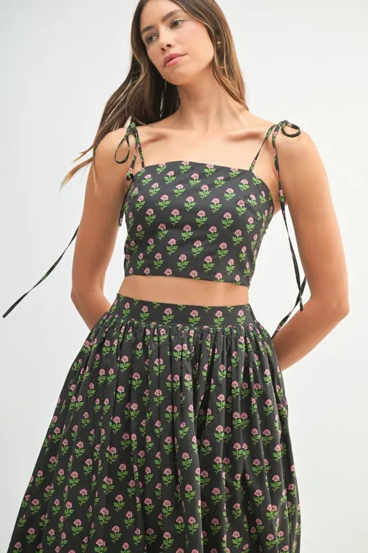 MABLE Floral Crop Top and Skirt Set