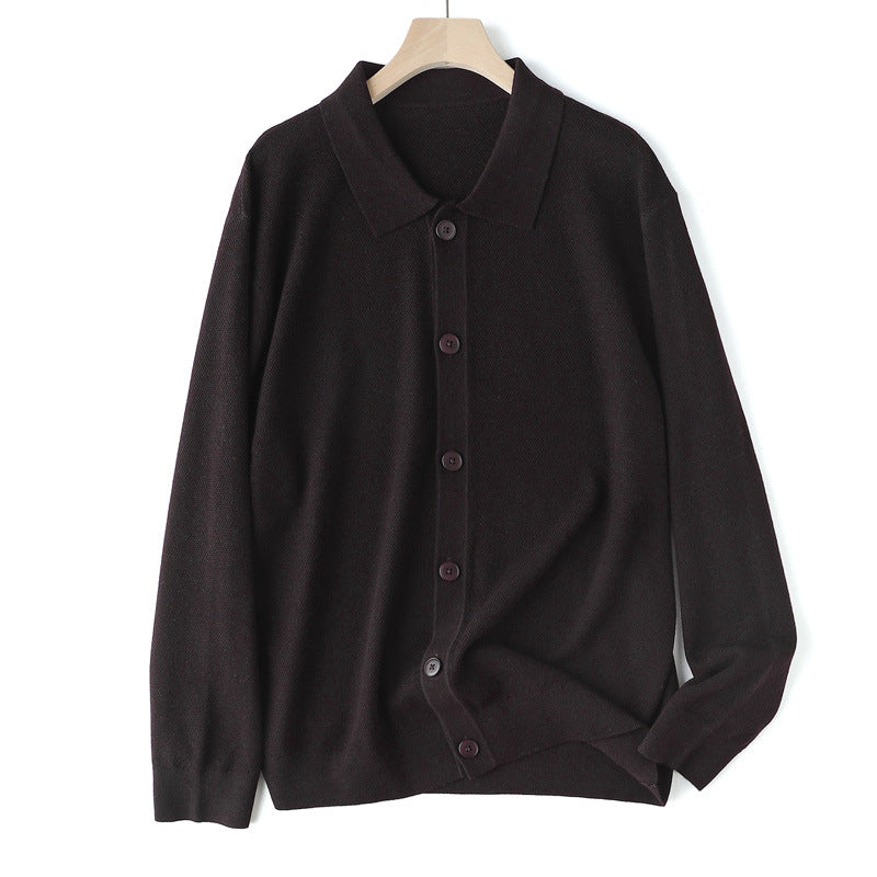 Mens Old Money Style Collared Sweater Jacket