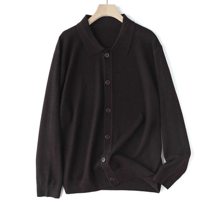 Mens Old Money Style Collared Sweater Jacket