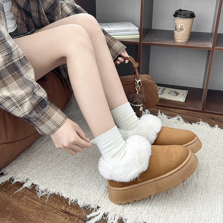 Women's Platform Lowtop Snow Boots, 2026 New Autumn Winter Warm Fleecelined Thickened Short Boots