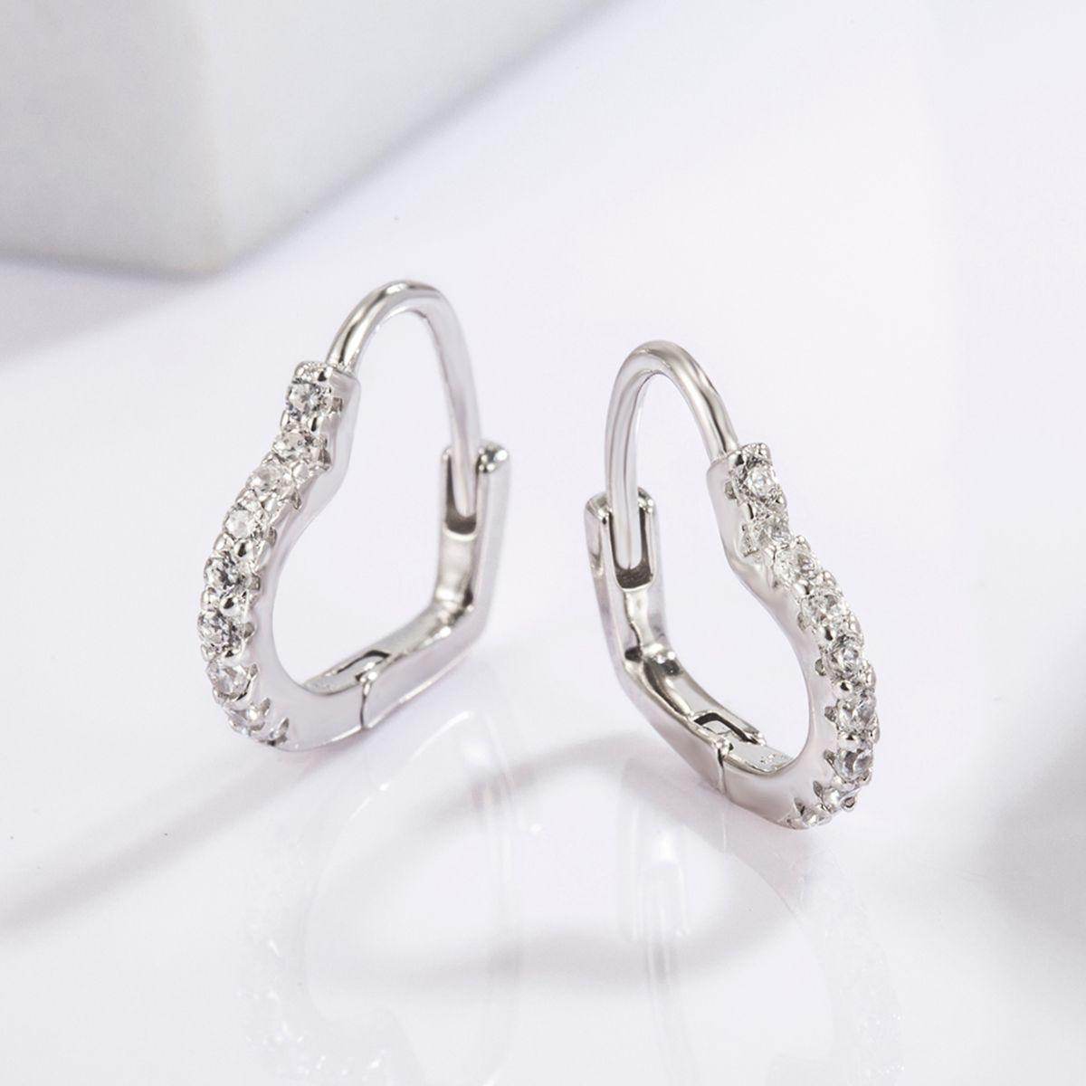 925 Sterling Silver Zircon Heart Shape Earrings Set