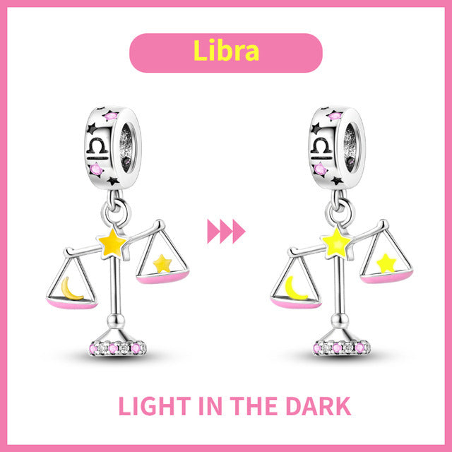 S925 Colorful Luminous Constellation Pendant