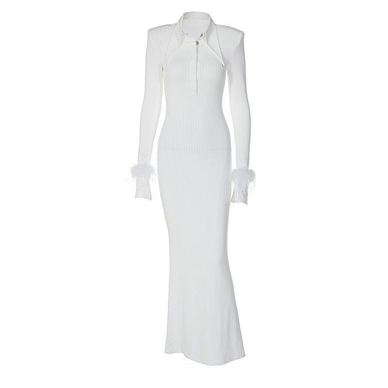 Women's Fashion Temperament Polo Collar Long Dresses