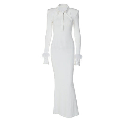 Women's Fashion Temperament Polo Collar Long Dresses