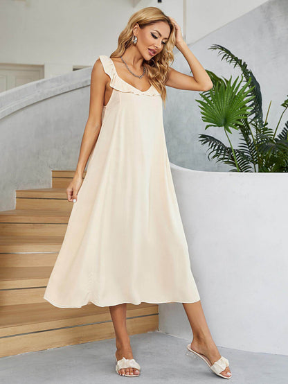Ruffled V-Neck Midi Dress for Chic Summer Style