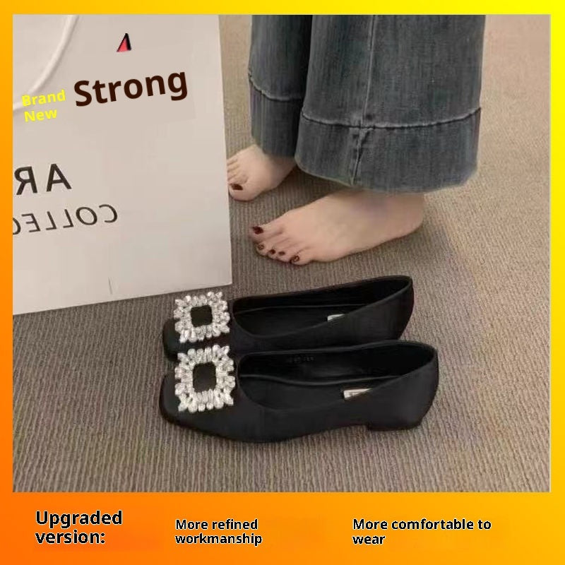 High Sense Square Toe Rhinestone Pumps Women