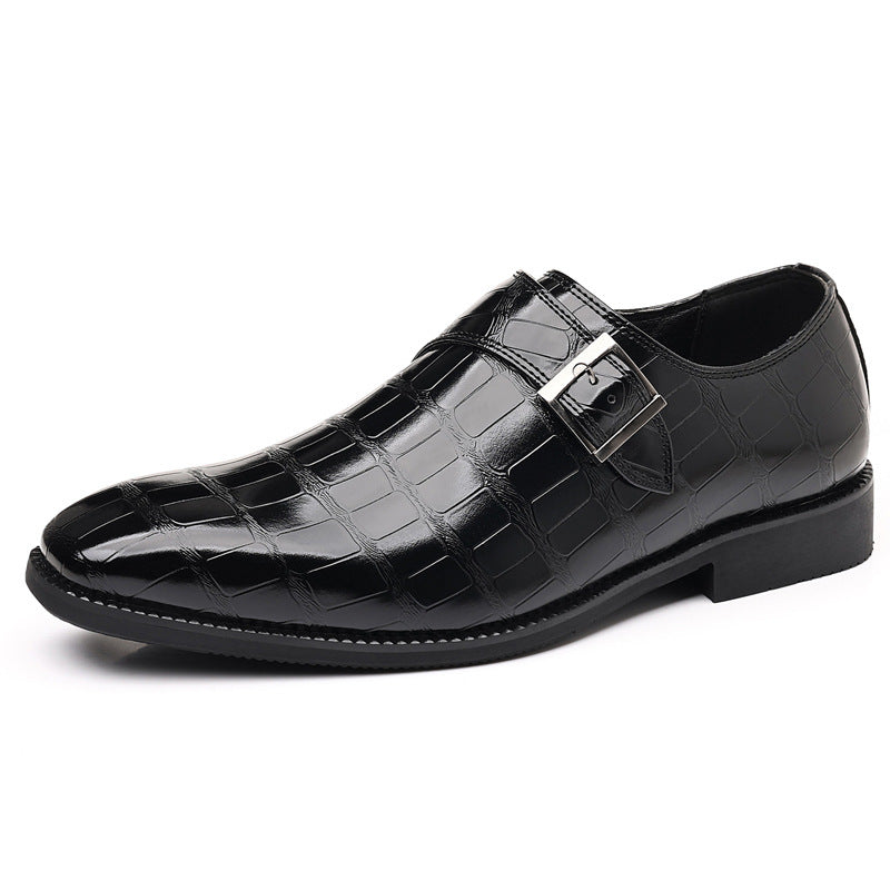 British-style Casual Solid-color Textured Men's Dress Shoes