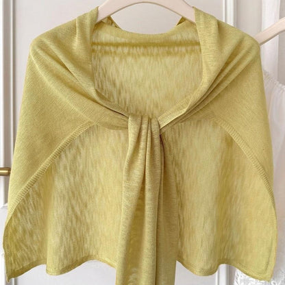 Womens Plus-Size Knitted Shawl With Bamboo-Strip Pattern