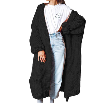 Long Solid Color Plus Size Loose Cardigan Sweater Coat