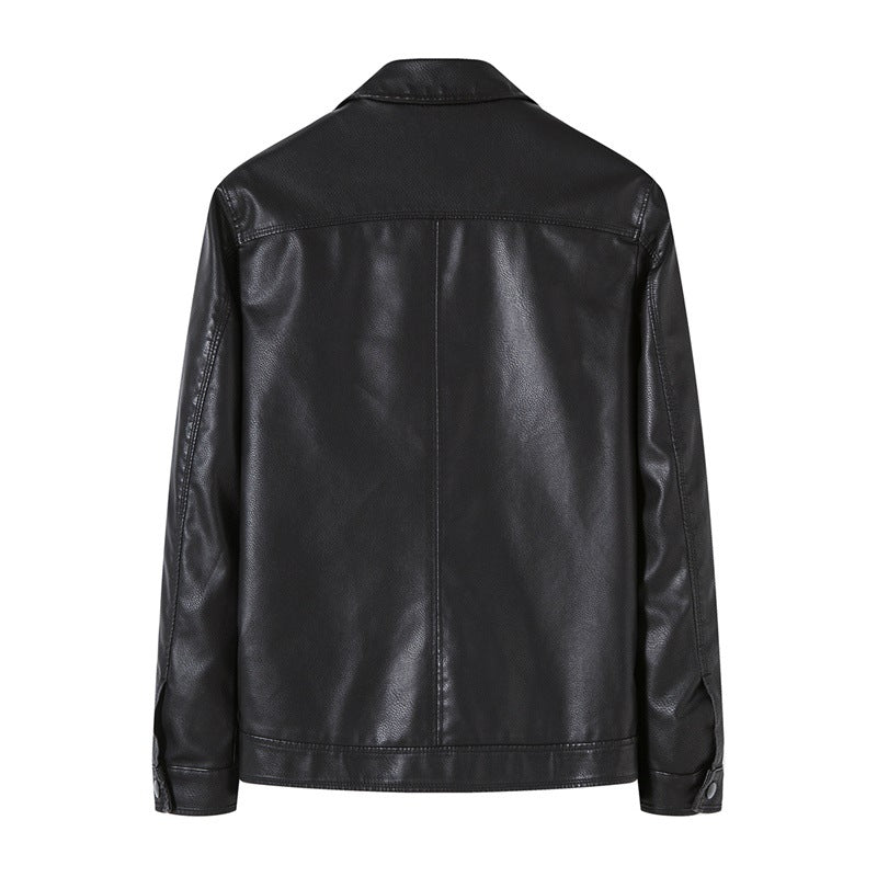 Mens' Stand-up Collar PU Leather Biker Jacket