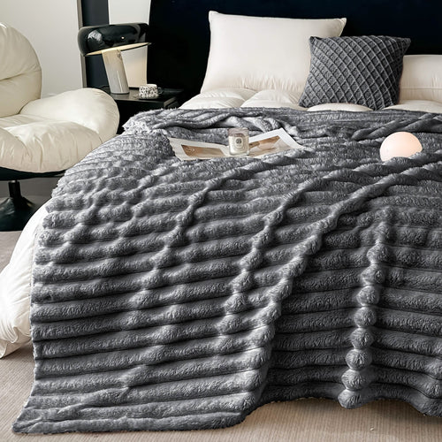 Ultra-Soft Double-Sided Fleece Blanket – Gray (All-Season)