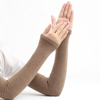 Women's Pure Cashmere Arm Warmers - Knitted Elastic Sleeve Covers for Winter Cold Weather Protection