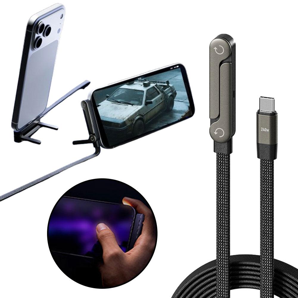 Fast Charging Foldable Bracket Data Cable 2-in-1 Data Wire Foldable Phone Tablet Stand Type-C To Type-C USB-A To Type-C