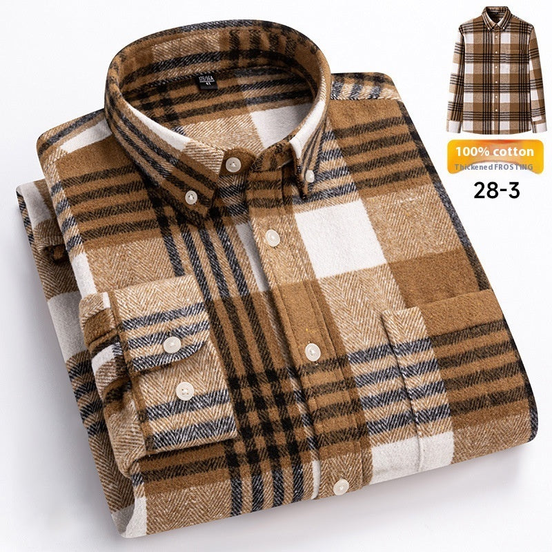 Retro Plaid Long Sleeve Men's Casual Shirt