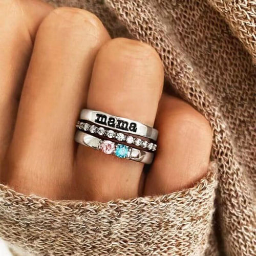 Personalized Ring With Birthstone Letter Names