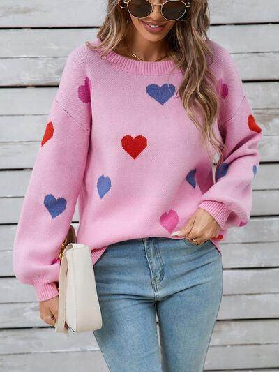 Angel Wings Heart Round Neck Long Sleeve Sweater for Women