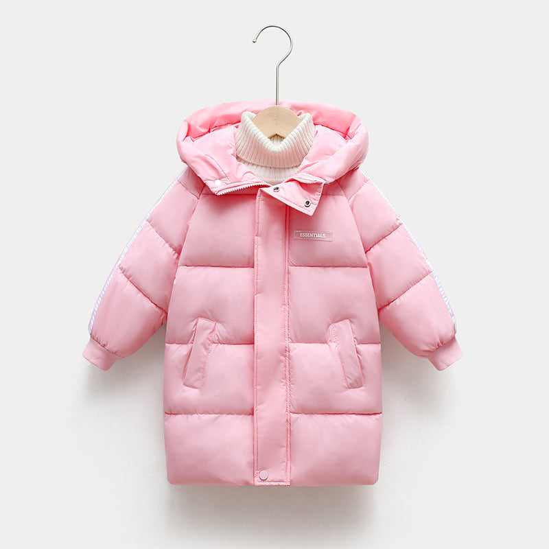 Mid-length Thickened Children's Down And Wadded Jacket
