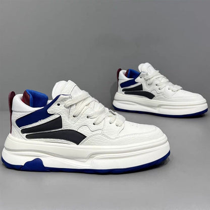 2026 New Spring Fashion Versatile Platform Height-boosting White Sneakers, Trendy Athletic Casual Skate Shoes For Young Men
