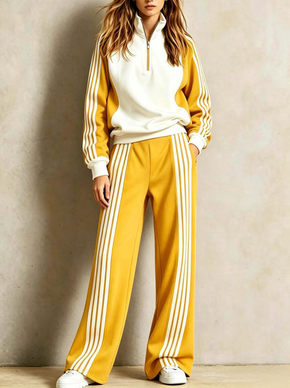 Striped Leisure Sports Suit Women