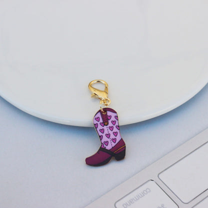 Alloy Vintage Denim Boots Print Ornament Pendant Keychain
