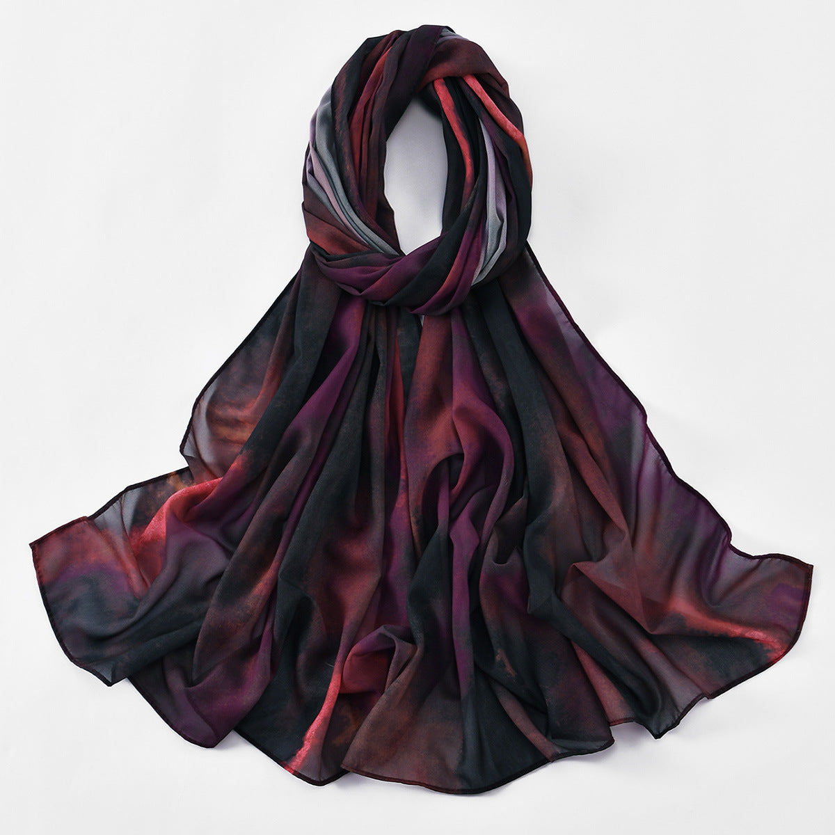 Printed Chiffon Long Scarf For Women Versatile And Fashionable For Outerwear