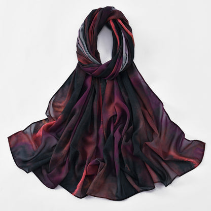 Printed Chiffon Long Scarf For Women Versatile And Fashionable For Outerwear