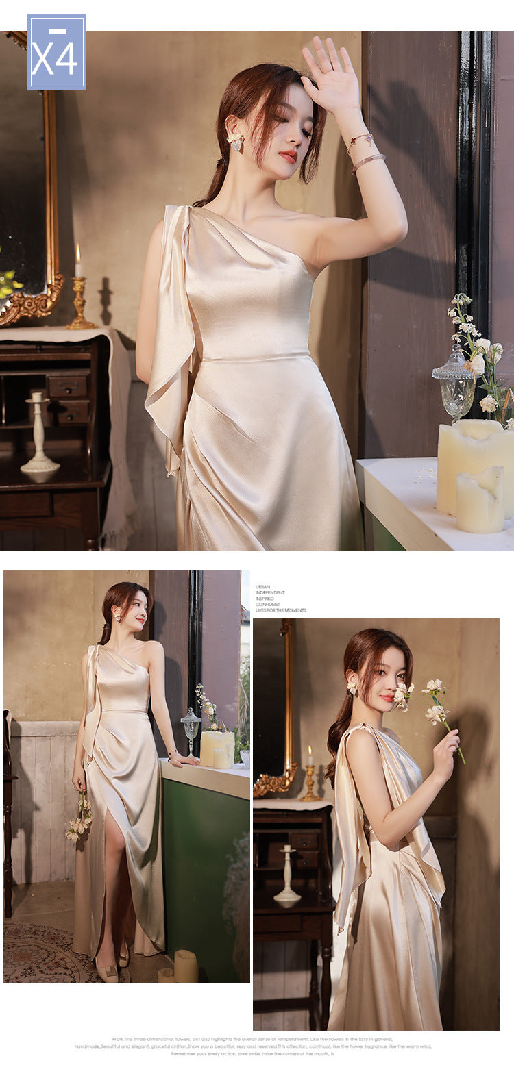 Simple And Light Luxury Satin Sisters Group Party Formal Dress