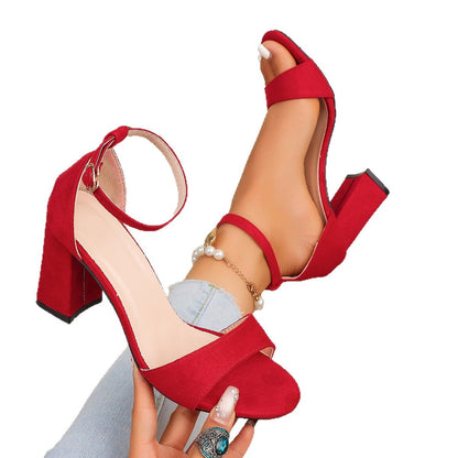 New Womens Block-heel Strappy High-heeled Sandals