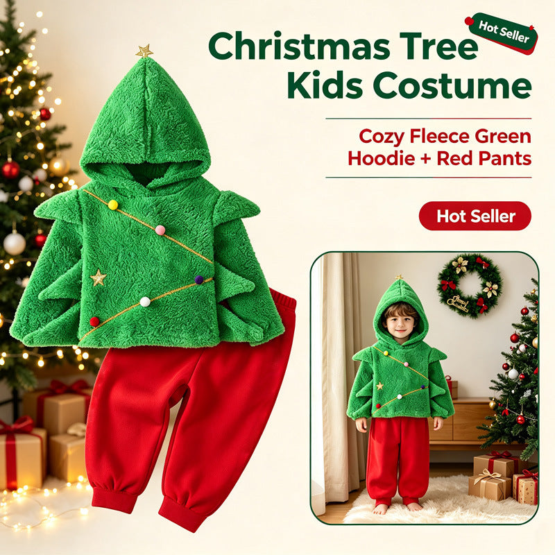 Children's Christmas Tree Costume Set Christmas Party Cosplay Outfit
